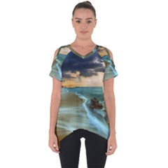 Beach Shore Sand Coast Nature Sea Cut Out Side Drop Tee by Celenk