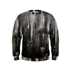 Armageddon Disaster Destruction War Kids  Sweatshirt by Celenk