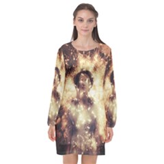 Science Fiction Teleportation Long Sleeve Chiffon Shift Dress  by Celenk