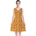 Brown Circle Pattern On Yellow V-Neck Midi Sleeveless Dress  View1