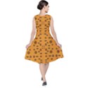 Brown Circle Pattern On Yellow V-Neck Midi Sleeveless Dress  View2
