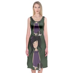 Dolly Girl And Dog Midi Sleeveless Dress by Valentinaart