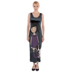 Dolly Girl And Dog Fitted Maxi Dress