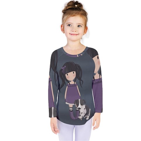 Dolly Girl And Dog Kids  Long Sleeve Tee by Valentinaart