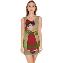 Frida Kahlo Doll Bodycon Dress by Valentinaart