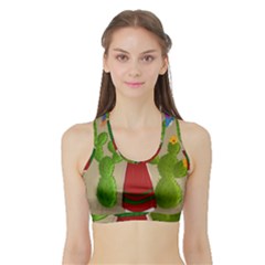 Frida Kahlo Doll Sports Bra With Border by Valentinaart