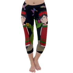 Frida Kahlo Doll Capri Winter Leggings  by Valentinaart