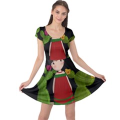 Frida Kahlo Doll Cap Sleeve Dress by Valentinaart