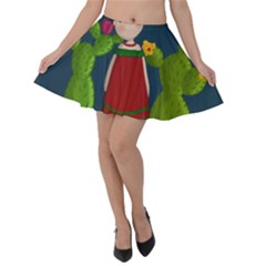 Frida Kahlo Doll Velvet Skater Skirt by Valentinaart