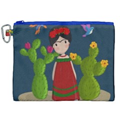 Frida Kahlo Doll Canvas Cosmetic Bag (xxl) by Valentinaart