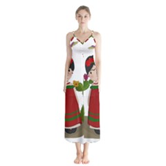 Frida Kahlo Doll Button Up Chiffon Maxi Dress by Valentinaart