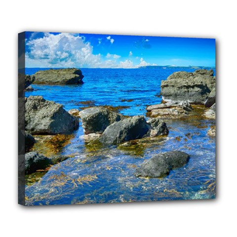 Shoreline Sea Coast Beach Ocean Deluxe Canvas 24  X 20   by Celenk