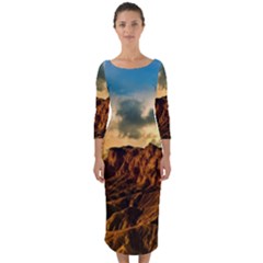 Mountain Sky Landscape Nature Quarter Sleeve Midi Bodycon Dress by Celenk