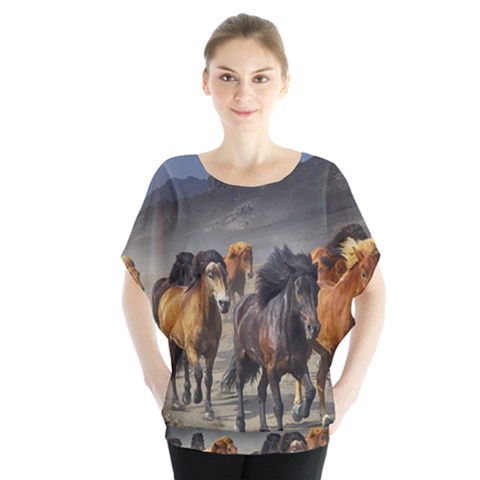 Horses Stampede Nature Running Blouse by Celenk