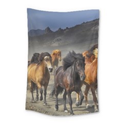 Horses Stampede Nature Running Small Tapestry by Celenk