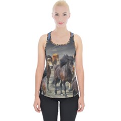 Horses Stampede Nature Running Piece Up Tank Top by Celenk