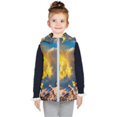 Mountains Clouds Landscape Scenic Kid s Puffer Vest by Celenk