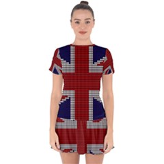 Union Jack Flag British Flag Drop Hem Mini Chiffon Dress by Celenk