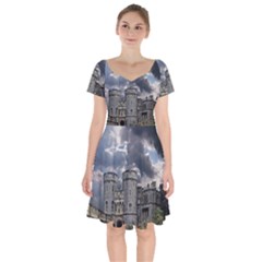 Castle Building Architecture Short Sleeve Bardot Dress