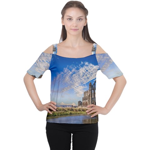 Ruin Church Ancient Architecture Cutout Shoulder Tee by Celenk