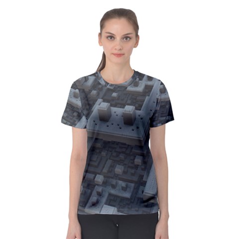 Backdrop Construction Pattern Women s Sport Mesh Tee by Celenk