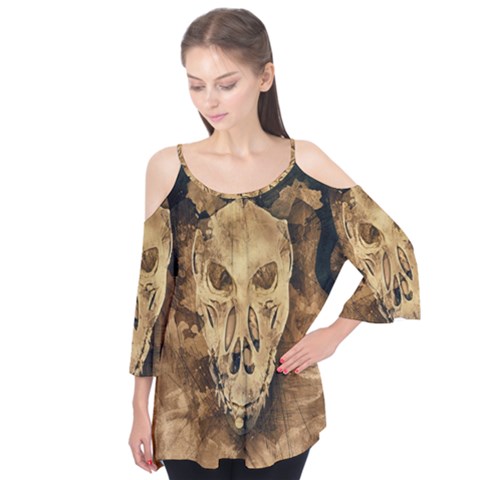 Skull Demon Scary Halloween Horror Flutter Tees by Celenk