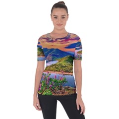 Landscape River Nature Water Sky Short Sleeve Top