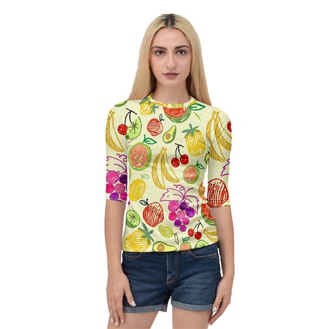 Cute Fruits Pattern Quarter Sleeve Raglan Tee by paulaoliveiradesign