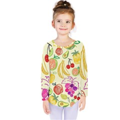 Cute Fruits Pattern Kids  Long Sleeve Tee