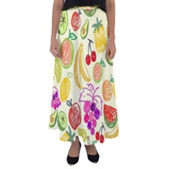 Cute Fruits Pattern Flared Maxi Skirt