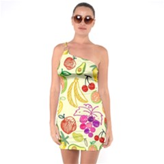 Cute Fruits Pattern One Soulder Bodycon Dress