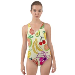 Cute Fruits Pattern Cut-out Back One Piece Swimsuit by paulaoliveiradesign