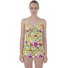 Cute Fruits Pattern Tie Front Two Piece Tankini by paulaoliveiradesign