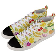 Cute Fruits Pattern Men s Mid-top Canvas Sneakers by paulaoliveiradesign