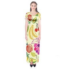 Cute Fruits Pattern Short Sleeve Maxi Dress