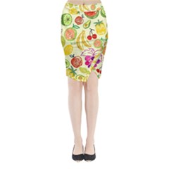 Cute Fruits Pattern Midi Wrap Pencil Skirt