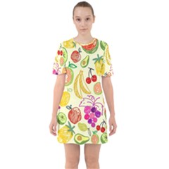 Cute Fruits Pattern Sixties Short Sleeve Mini Dress