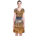 Palace Monument Architecture Short Sleeve Front Wrap Dress View1