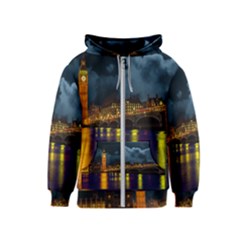 London Skyline England Landmark Kids  Zipper Hoodie