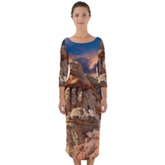 Canyon Dramatic Landscape Sky Quarter Sleeve Midi Bodycon Dress by Celenk