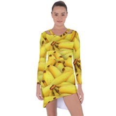 Yellow Banana Fruit Vegetarian Natural Asymmetric Cut-out Shift Dress by Celenk