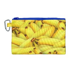 Yellow Banana Fruit Vegetarian Natural Canvas Cosmetic Bag (large) by Celenk