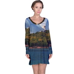 Island God Rays Sky Nature Sea Long Sleeve Nightdress by Celenk