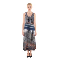 Destruction City Building Sleeveless Maxi Dress by Celenk