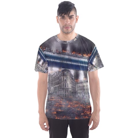 Destruction City Building Men s Sports Mesh Tee by Celenk