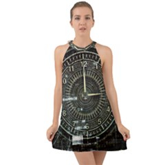 Time Machine Science Fiction Future Halter Tie Back Chiffon Dress by Celenk