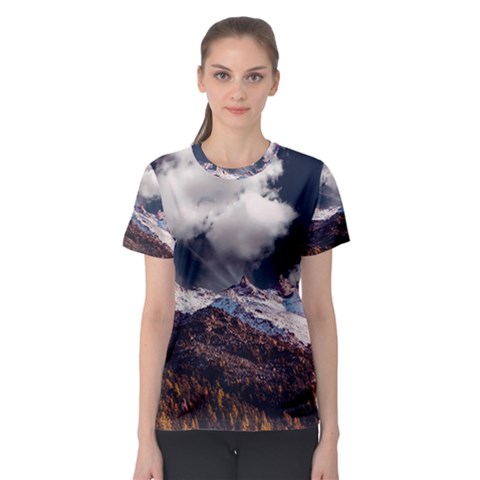 Mountain Sky Landscape Hill Rock Women s Sport Mesh Tee by Celenk