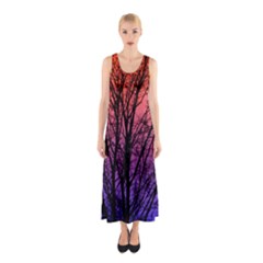 Ombre Trees Sleeveless Maxi Dress by greenthanet