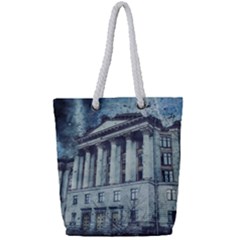 Storm Rain Lightning Weather Full Print Rope Handle Tote (small) by Celenk