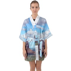 Canyon Design Quarter Sleeve Kimono Robe by Celenk